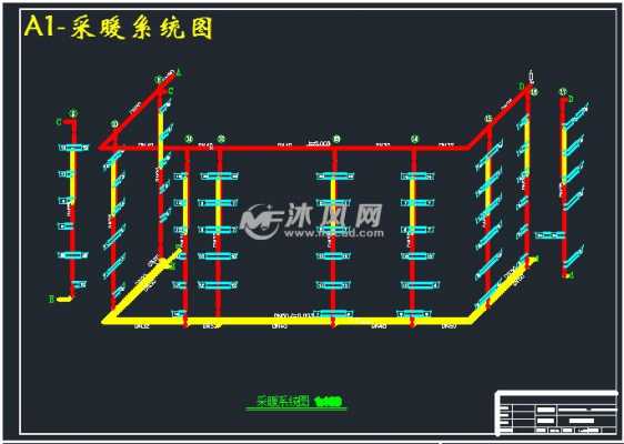 大楼暖气管道设计图纸-大楼冷热水系统管网图-图2