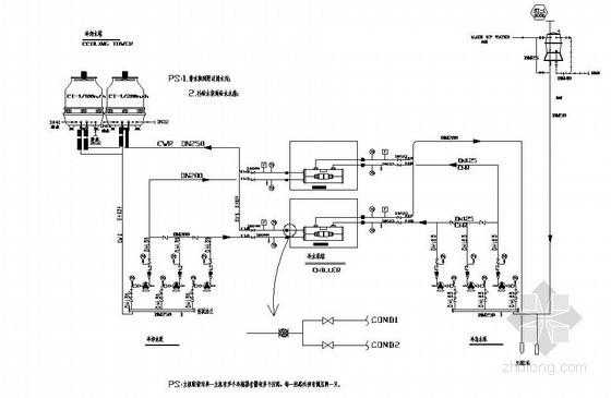  cad酒店冷热水系统图「cad冷热水标志」-图1